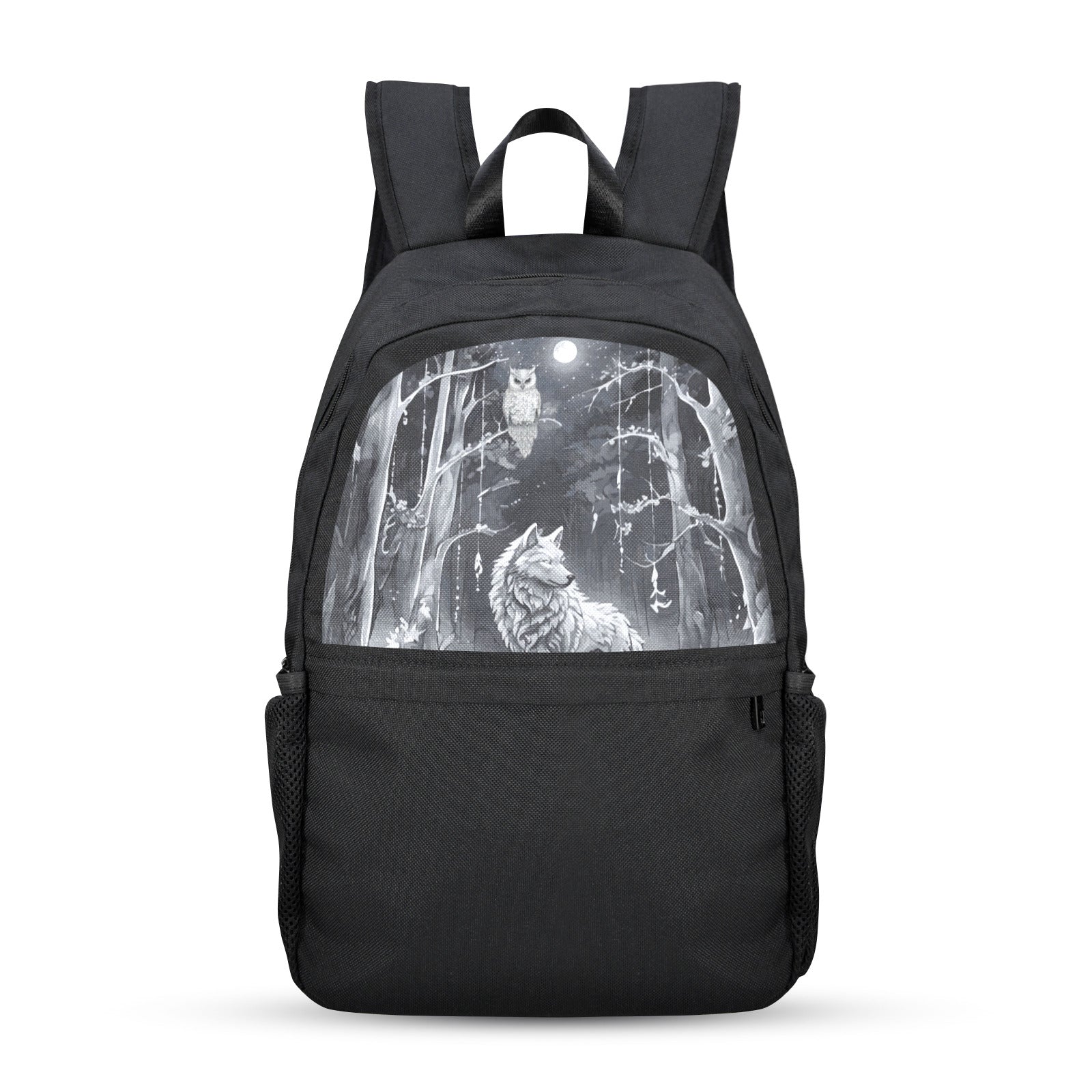 Wolf in Moonlit Forest Casual Backpack | Upper Part Printing