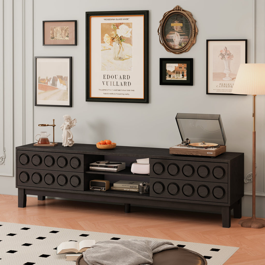 TV Stand for TVs up to 75', Media Console with 4 Drawers, Entertainment Center with Storage for Living Room and Bedroom(Black)