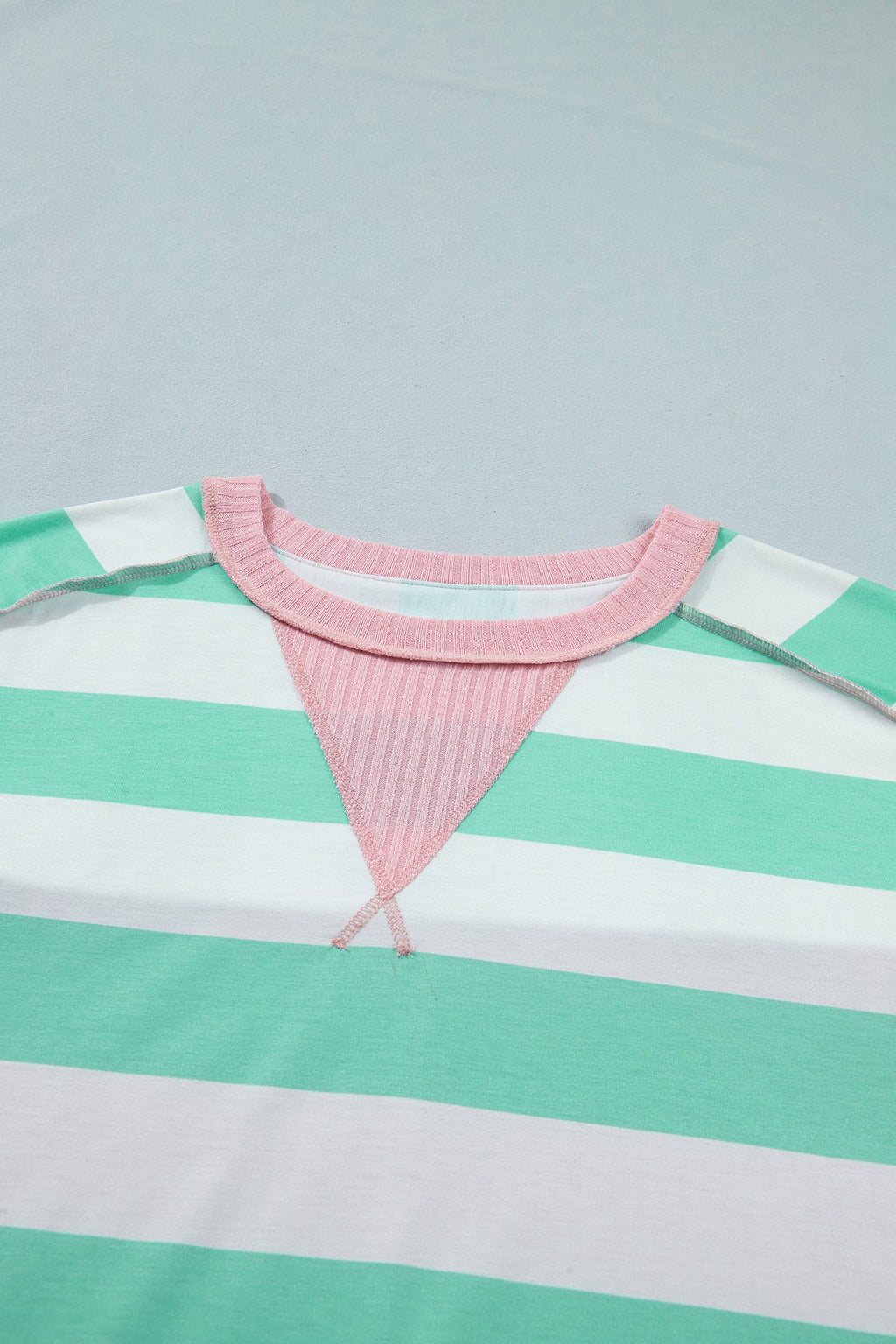 Stripe Exposed Seam Ribbed Patchwork Oversized Tee