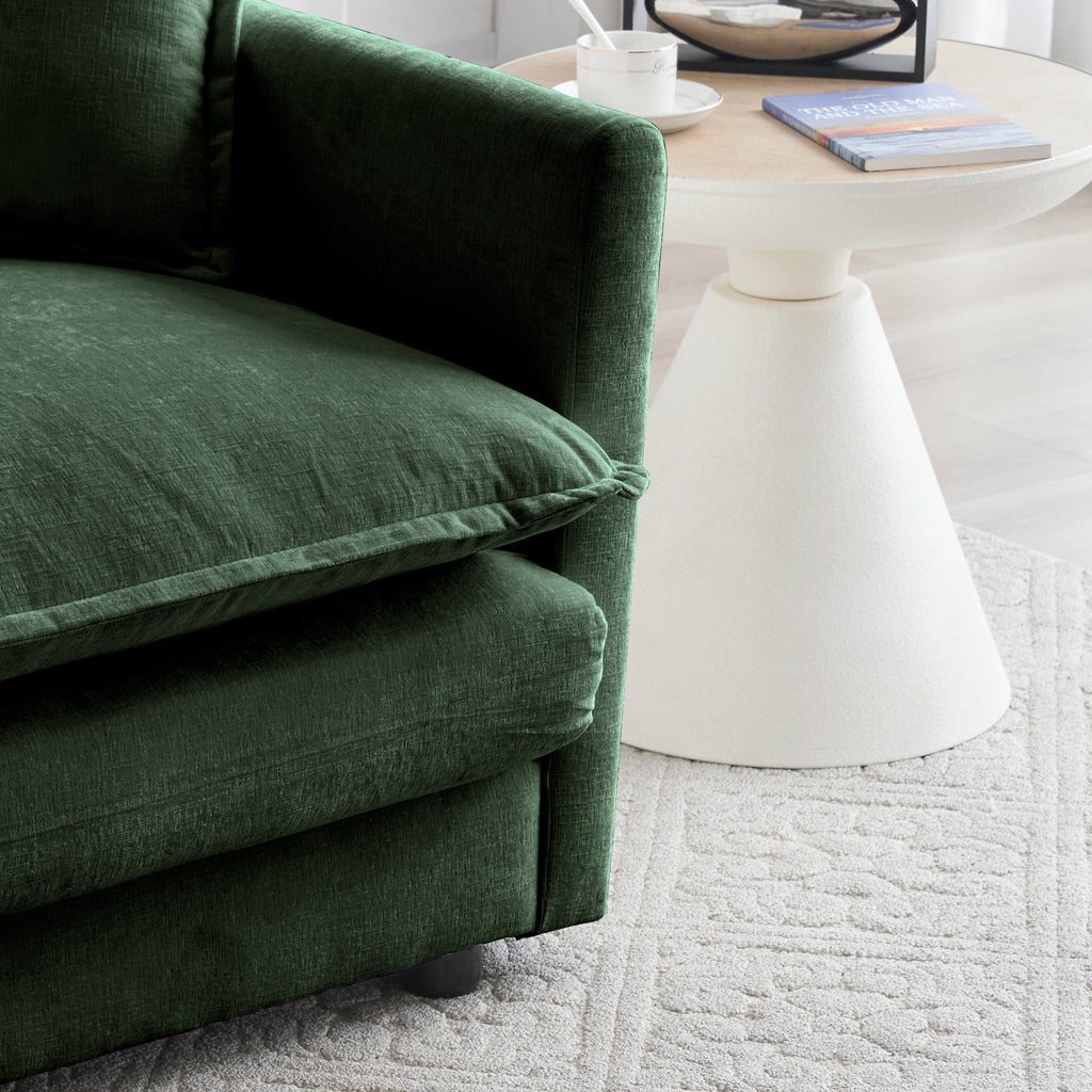 Sofa Set of 2 Chenille Couch, 2+3 Seater Sofa Set Deep Seat Sofa, Modern Sofa Set for Living Room, Green Chenille