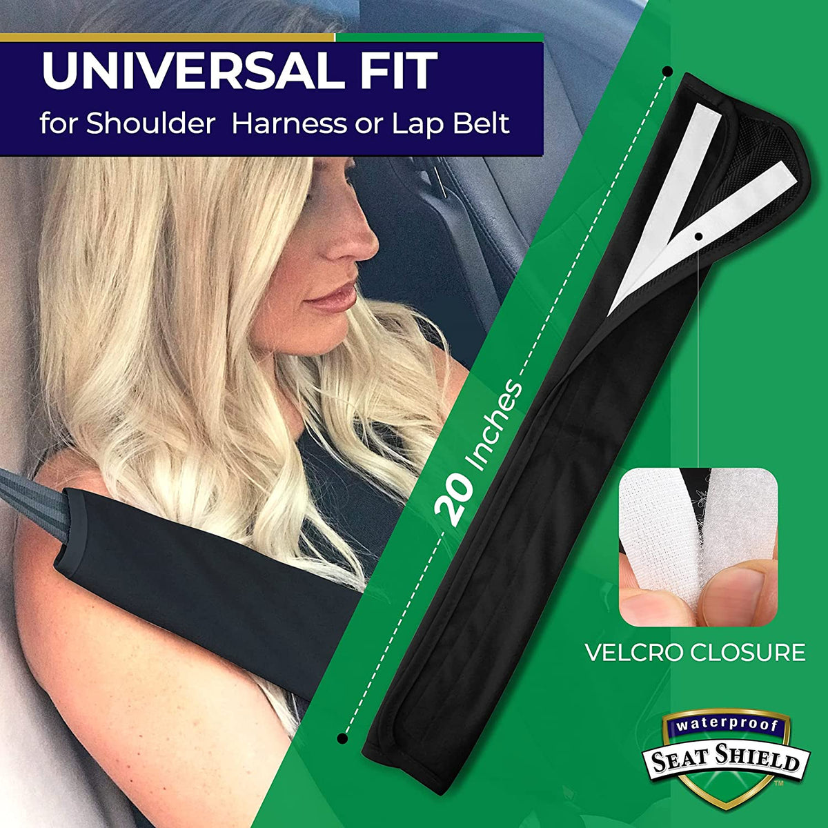 Waterproof Seat Belt Cover - Black