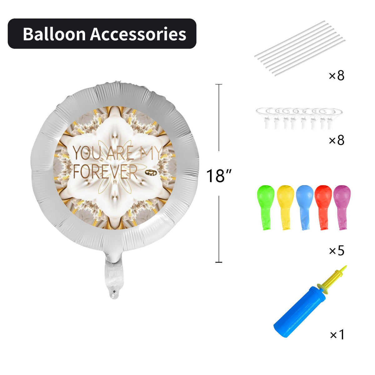 You Are My Forever 18-inch Custom Aluminum Foil Balloons - Pack of 3 (Made in USA)