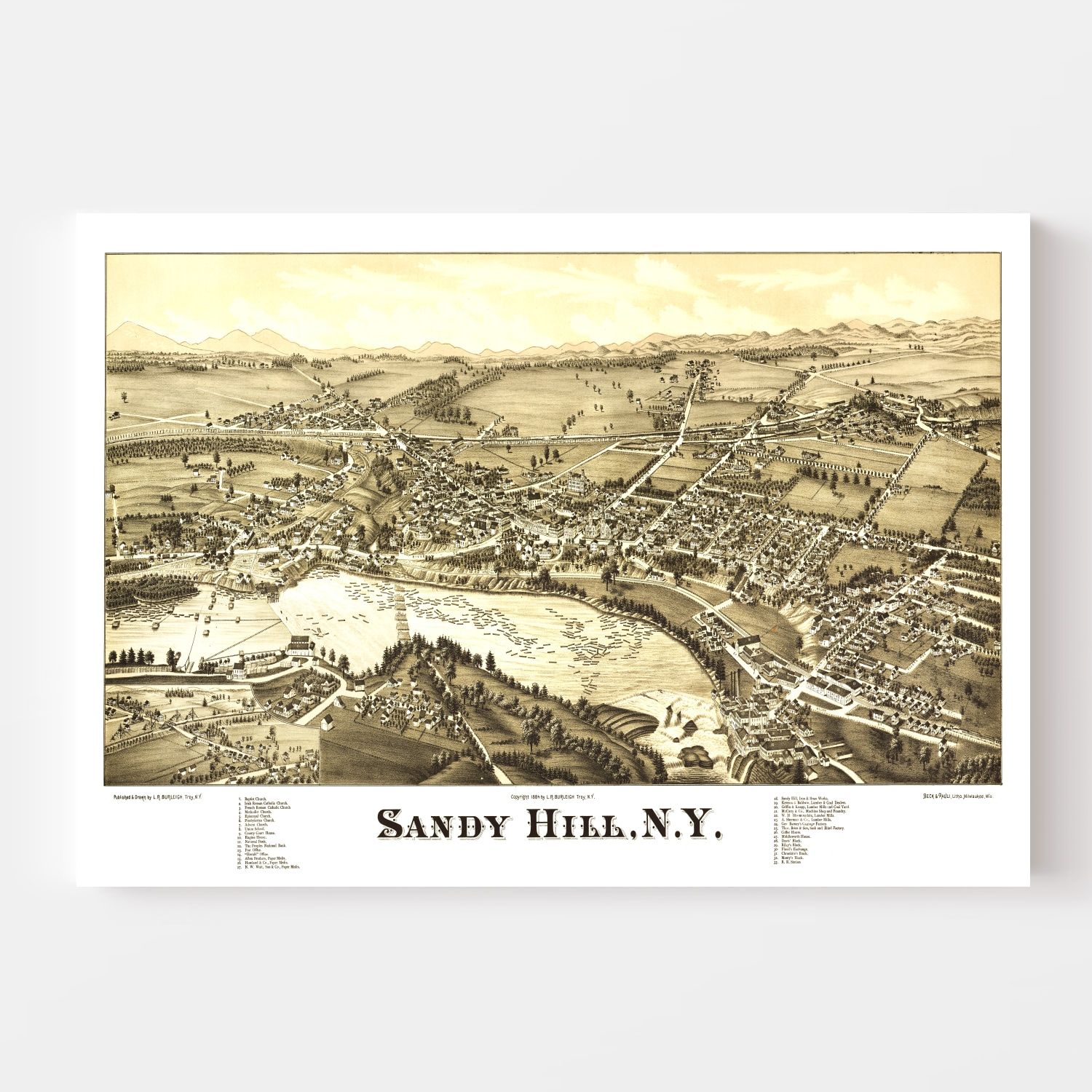 Vintage Map of Sandy Hill, New York 1884