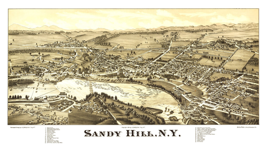 Vintage Map of Sandy Hill, New York 1884
