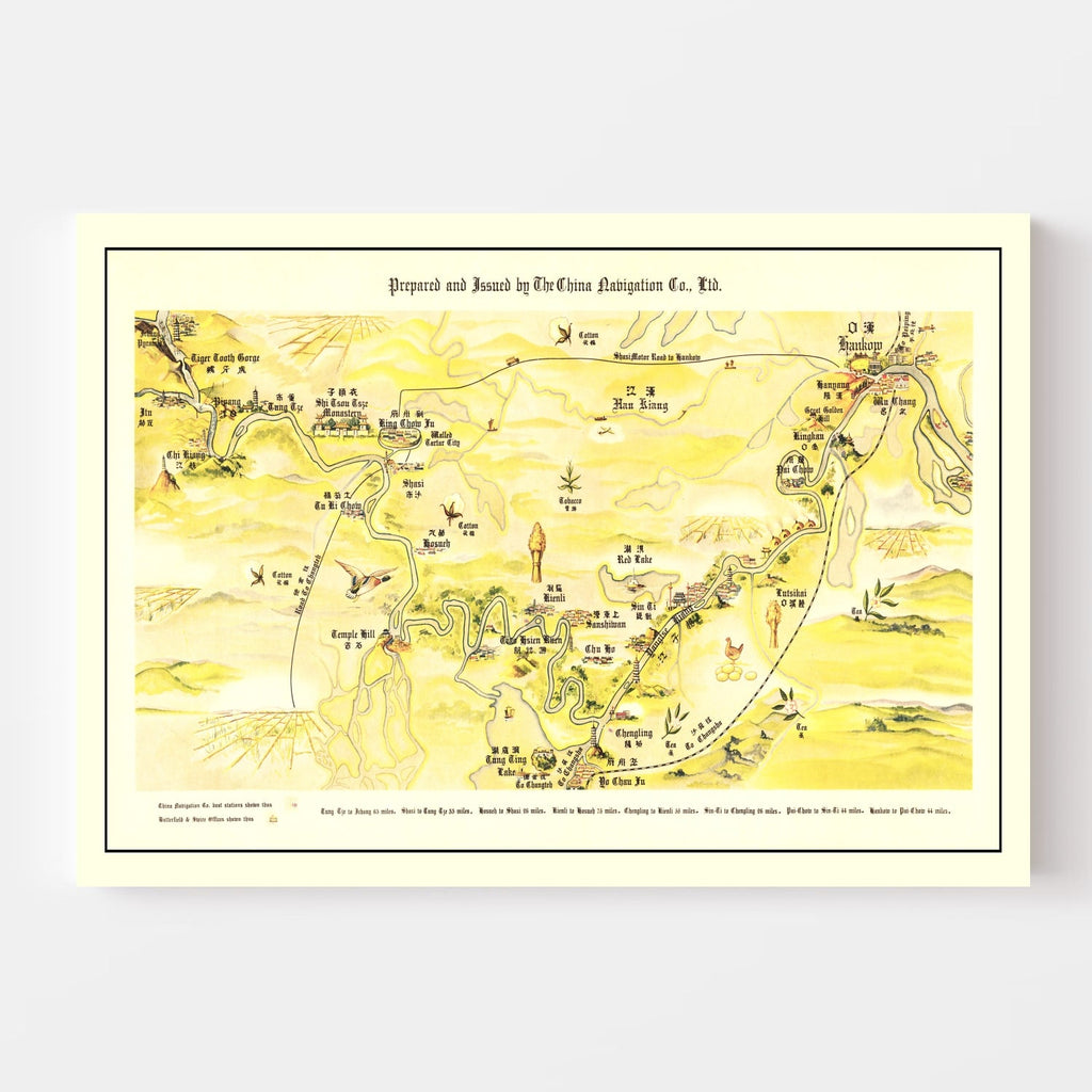 Vintage Map of Yangtze River Valley, 1930