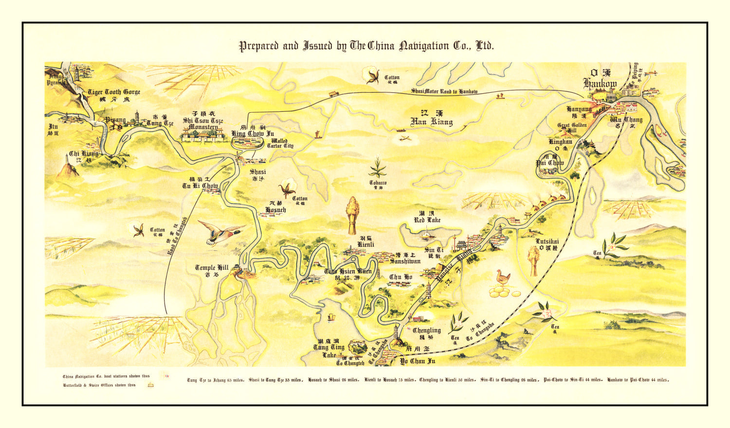 Vintage Map of Yangtze River Valley, 1930