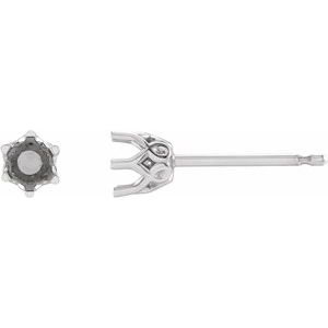 18K White Gold 4 mm Round 6-Prong Earring Mounting
