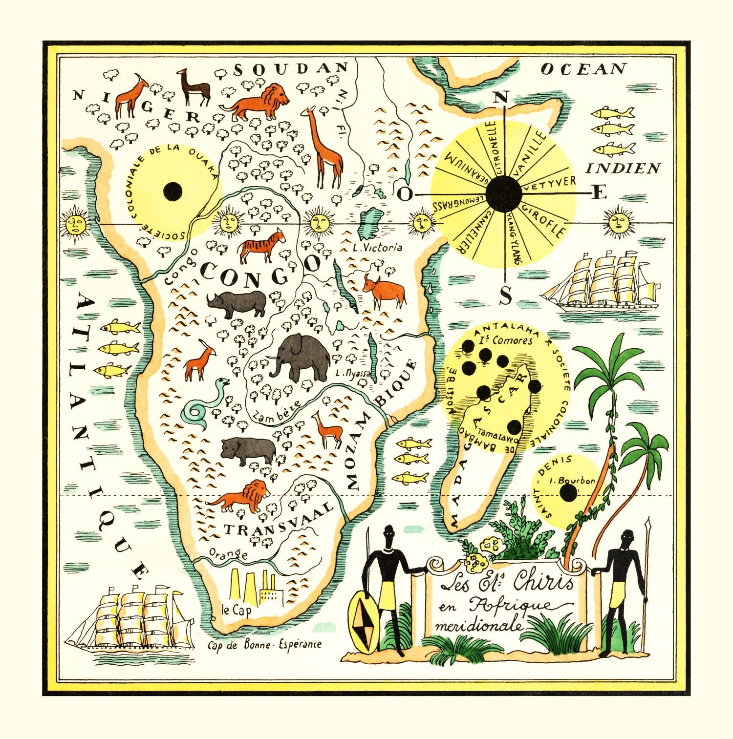 Vintage Map of South Africa, 1931