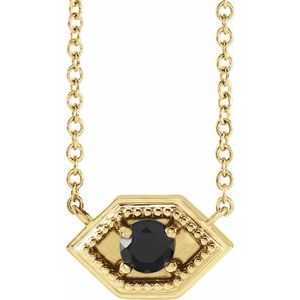 14K Yellow Gold Natural Black Onyx Geometric 18" Necklace