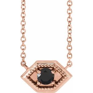 14K Rose Gold Natural Black Onyx Geometric 18" Necklace