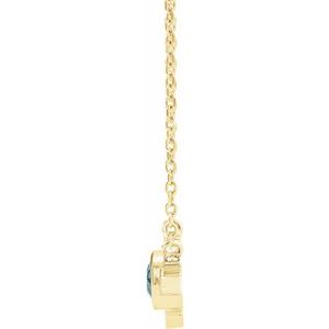 14K Yellow Gold Natural Aquamarine & .03 CTW Natural Diamond Art Deco 16" Necklace