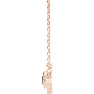 14K Rose Gold Natural Aquamarine & .03 CTW Natural Diamond Art Deco 16" Necklace