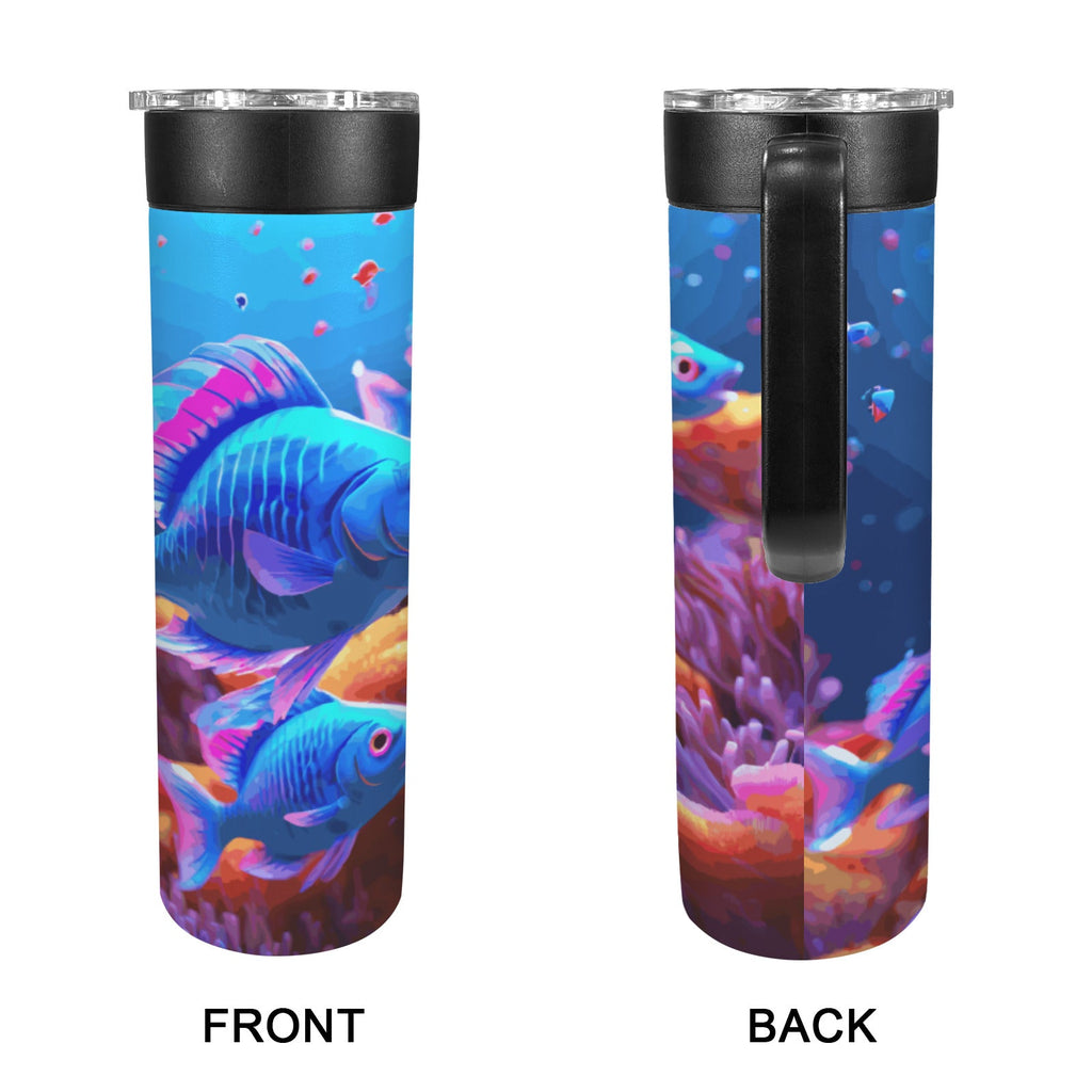 Blue Fish 600ml Insulated Water Bottle with Screw On Handle