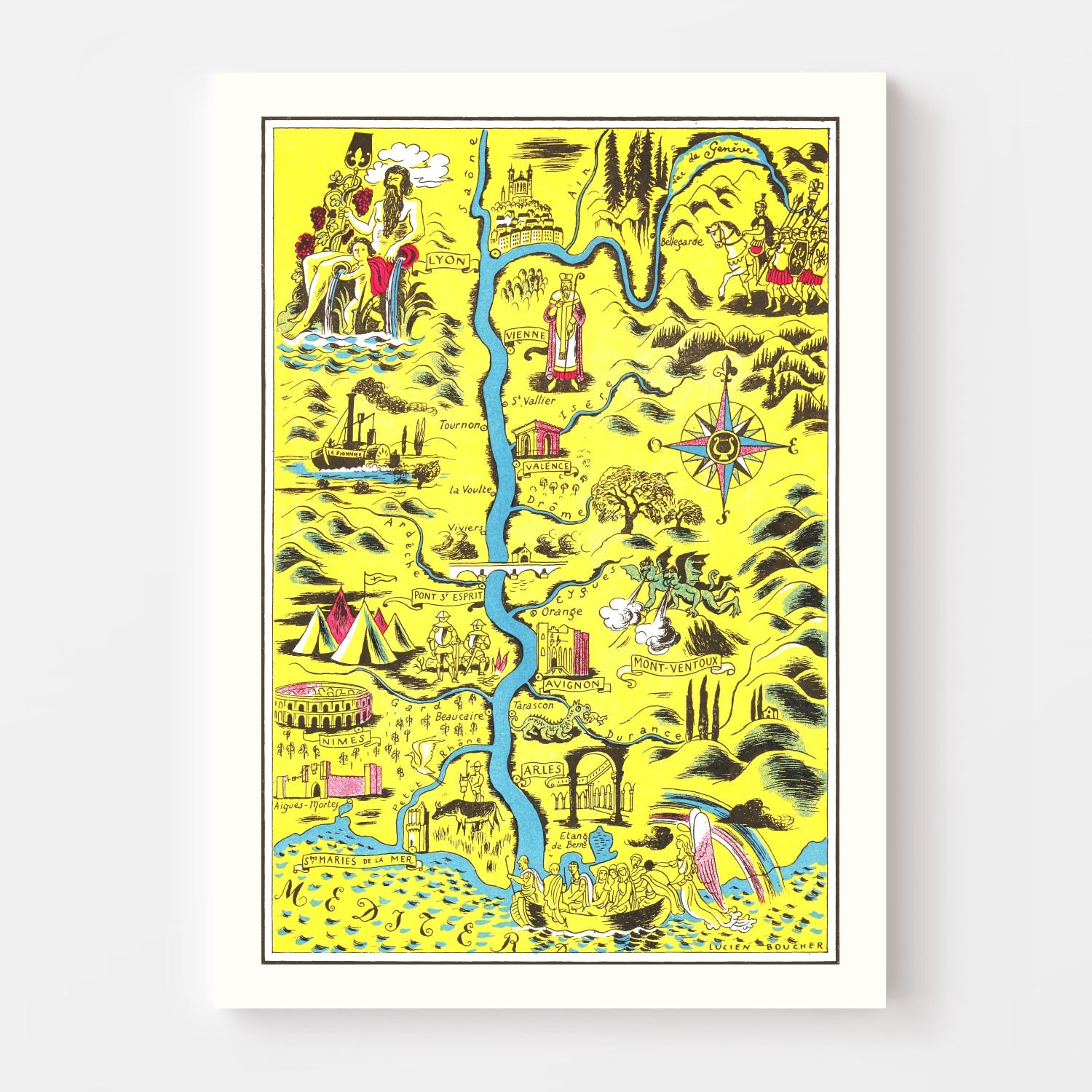 Vintage Map of St Maries de la Mer, 1938