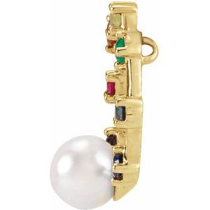 14K Yellow Gold Akoya Cultured Pearl Hold You Forever® Rainbow Baby Necklace Center