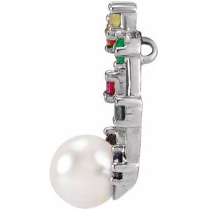 Platinum Akoya Cultured Pearl Hold You Forever® Rainbow Baby Necklace Center