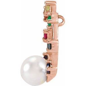 14K Rose Gold Akoya Cultured Pearl Hold You Forever® Rainbow Baby Necklace Center