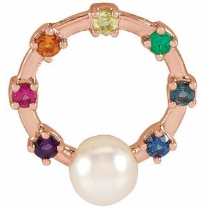 14K Rose Gold Akoya Cultured Pearl Hold You Forever® Rainbow Baby Necklace Center