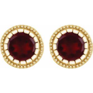 14K Yellow Gold Natural Garnet Stud Earrings – image 2
