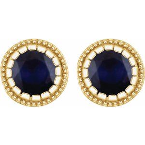 14K Yellow Gold Natural Blue Sapphire Stud Earrings – image 2