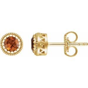 14K Yellow Gold Natural Citrine Stud Earrings