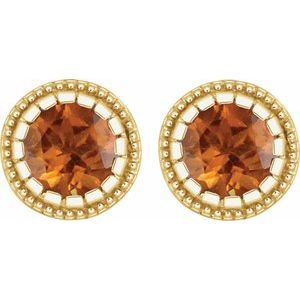 14K Yellow Gold Natural Citrine Stud Earrings – image 2