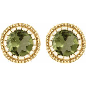 14K Yellow Gold Natural Peridot Stud Earrings – image 2