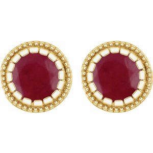 14K Yellow Gold Natural Ruby Stud Earrings – image 2