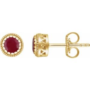 14K Yellow Gold Natural Ruby Stud Earrings