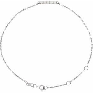 14K White Gold Natural Ethiopian Opal Bar 6 1/2-7 1/2" Bracelet