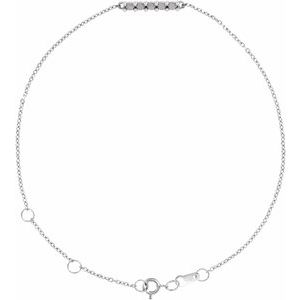 14K White Gold 2 mm Round Cabochon Bar 6 1/2-7 1/2" Bracelet Mounting