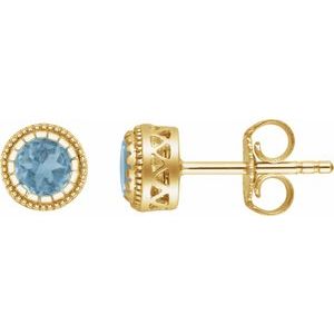 14K Yellow Gold Natural Swiss Blue Topaz Stud Earrings