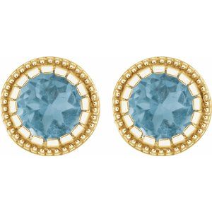 14K Yellow Gold Natural Swiss Blue Topaz Stud Earrings – image 2