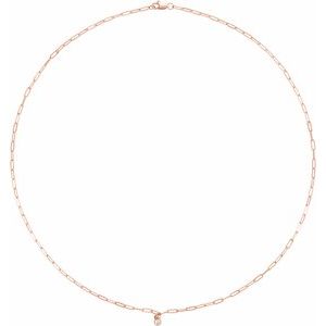 14K Rose Gold 1/10 CT Natural Diamond Micro Bezel-Set 18" Necklace