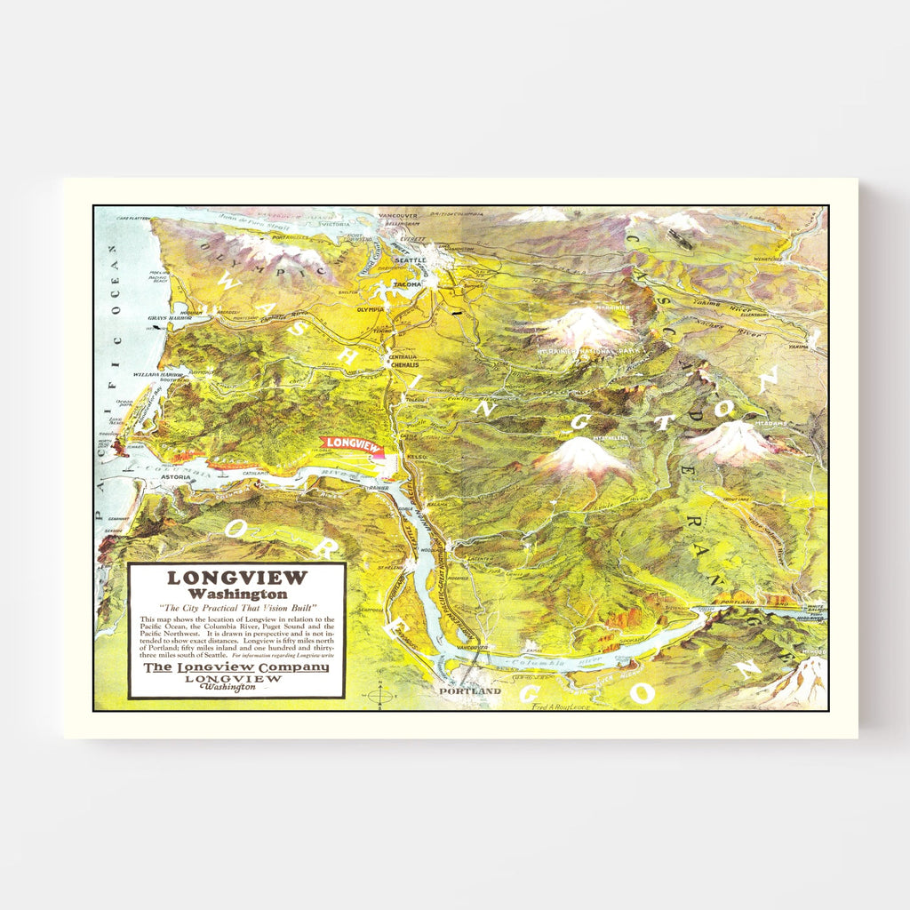 Vintage Map of Longview, Washington 1923