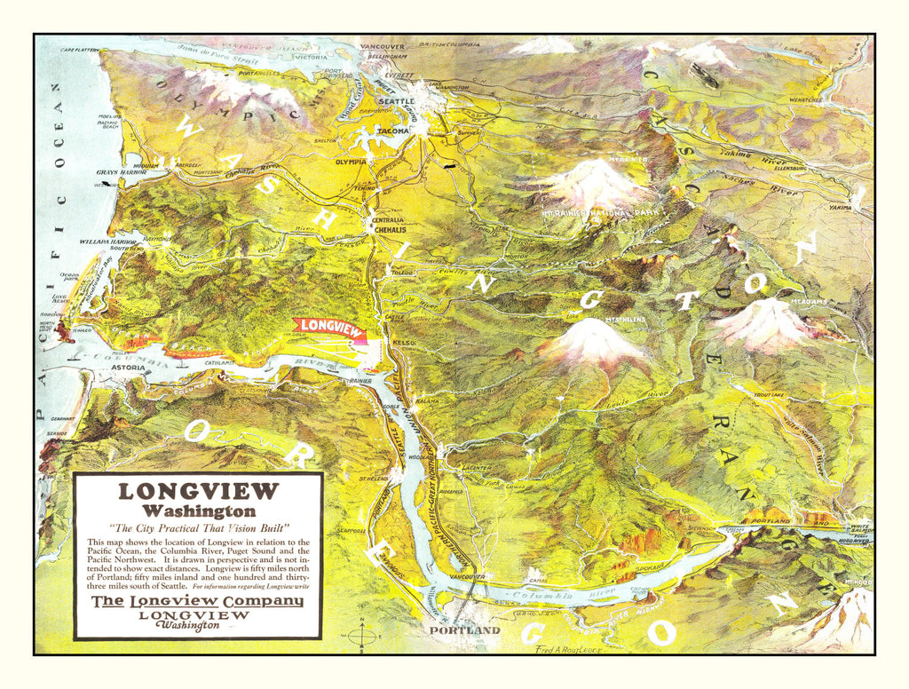 Vintage Map of Longview, Washington 1923