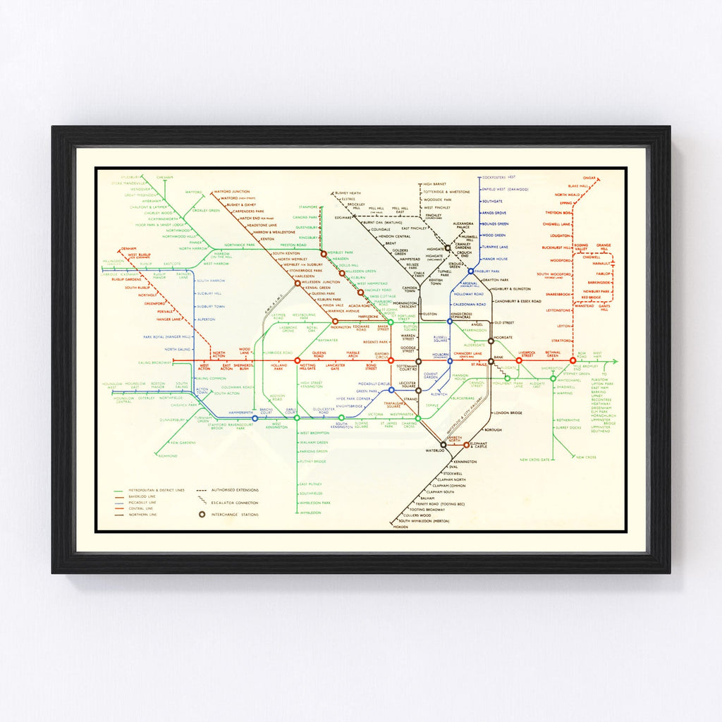 Vintage Railroad Map of London 1938