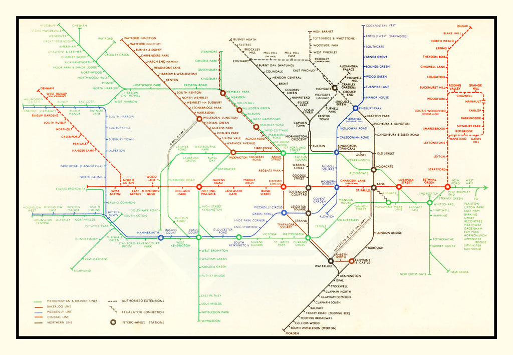 Vintage Railroad Map of London 1938