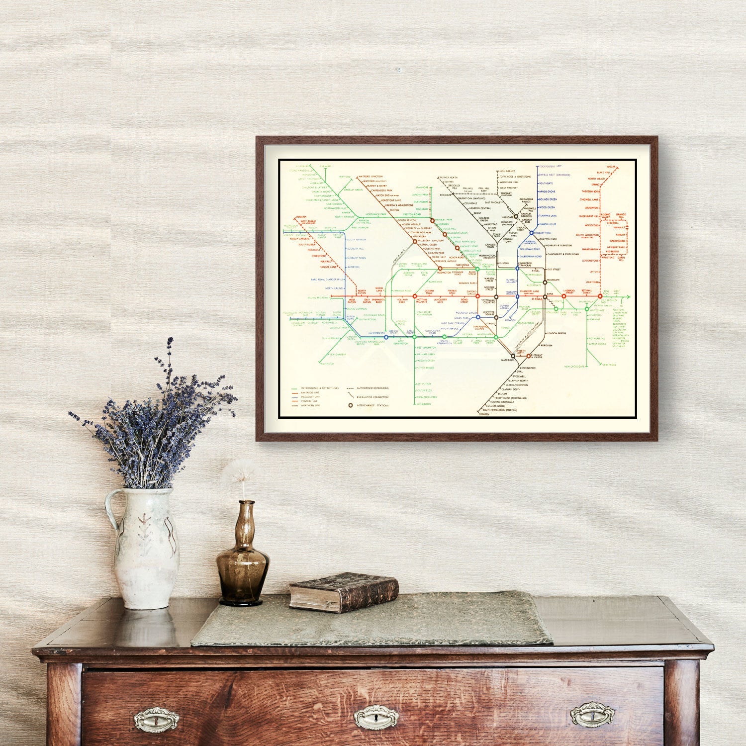 Vintage Railroad Map of London 1938