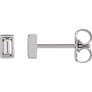14K White Gold 1/8 CTW Natural Diamond Bezel-Set Earrings