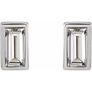 Platinum 1/8 CTW Natural Diamond Bezel-Set Earrings – image 2