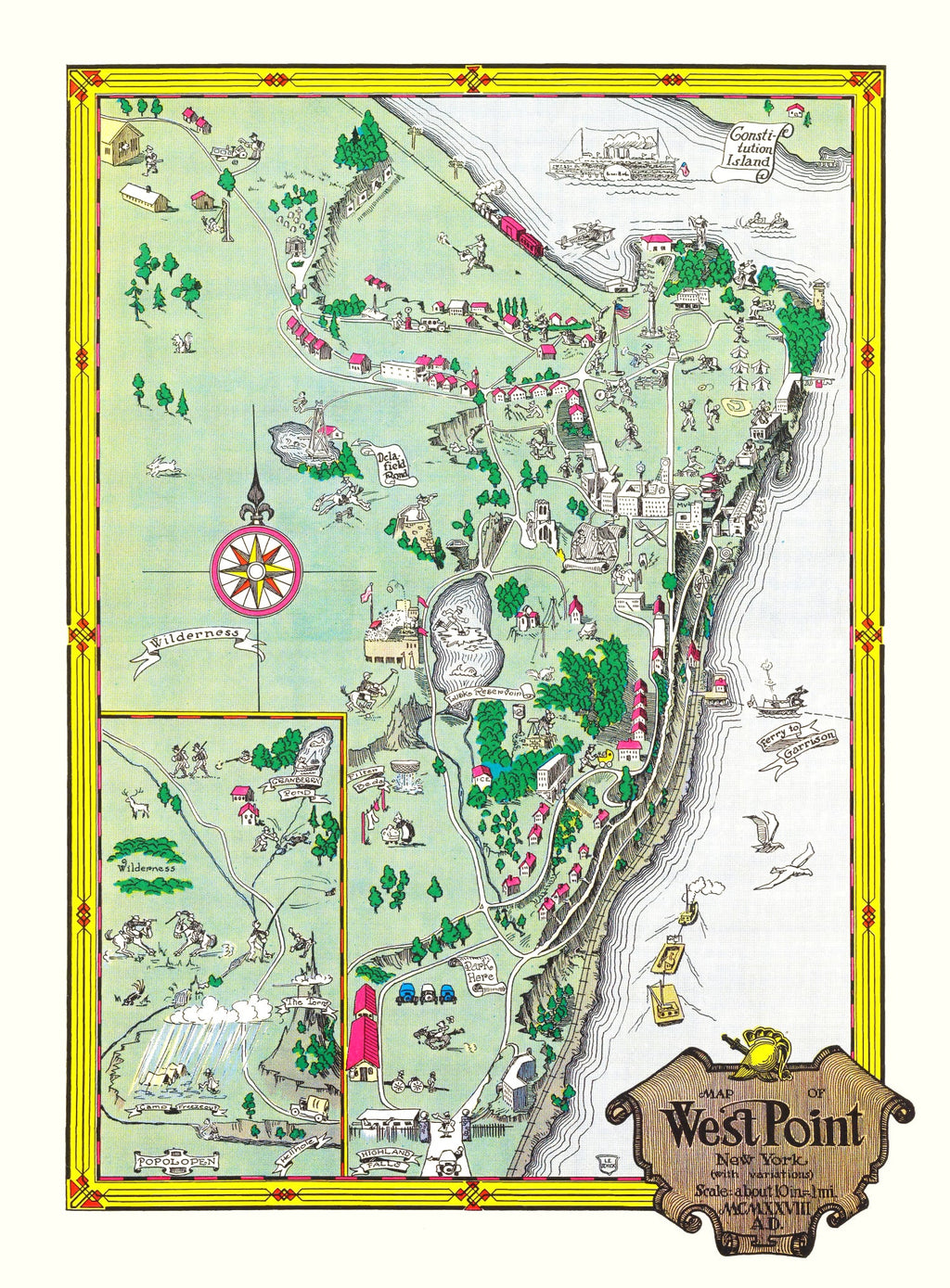 Vintage Map of West Point New York, 1928