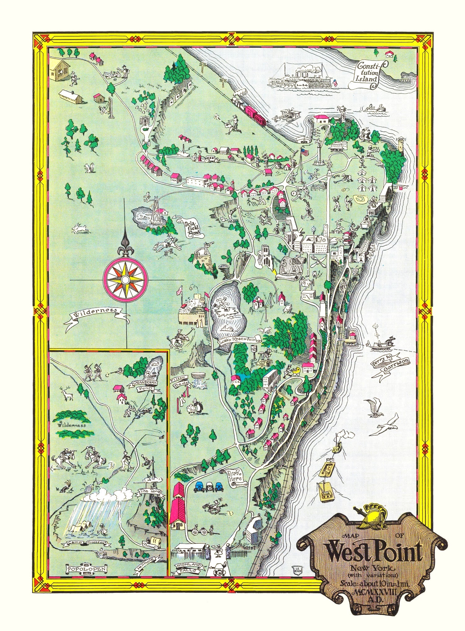Vintage Map of West Point New York, 1928