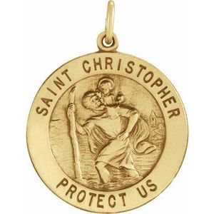 14K Yellow Gold 25 mm St. Christopher Medal