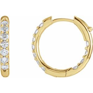 14K Yellow Gold 1 1/8 CTW Natural Diamond Inside-Outside Hinged 18.5 mm Hoop Earrings
