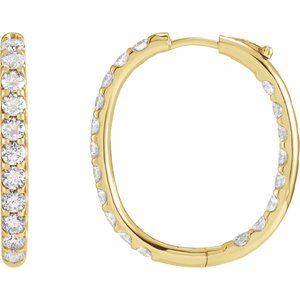 14K Yellow Gold 3 CTW Natural Diamond Inside-Outside Hinged 28.3 mm Hoop Earrings
