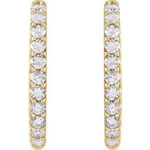 14K Yellow Gold 3 CTW Natural Diamond Inside-Outside Hinged 28.3 mm Hoop Earrings – image 3