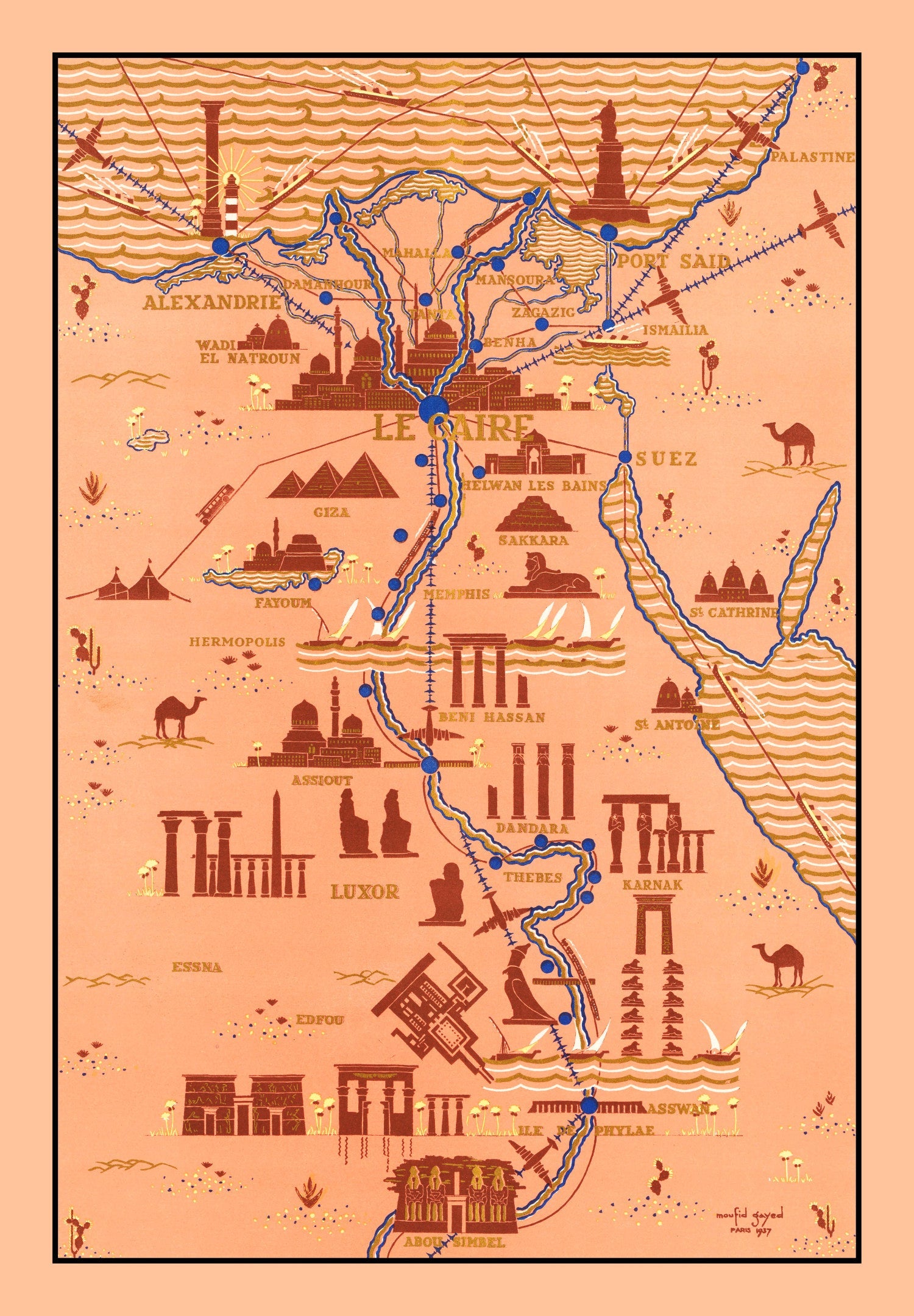 Vintage Map of Egypt 1937