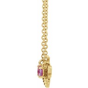 14K Yellow Gold Natural Pink Sapphire Bee 16" Necklace