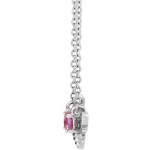 14K White Natural Pink Sapphire Bee 16" Necklace